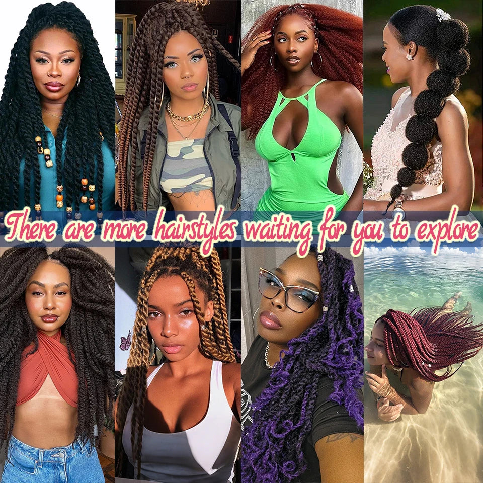 Yeaful 18 Inch Synthetic Marley Twist Braiding Hair Red Black Brown Ginger Bug Blonde #4 Pre Looped Marley Twists Crochet Hair
