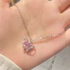 Y2K Rosa Planet Herz Zirkon Anhänger Halsketten Frauen Mode Ästhetische Schlüsselbeinkette Halskette Valentinstag Geschenk Party Schmuck