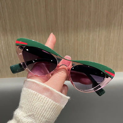 Vintage Mode Kleine Fassung Cateye Sonnenbrille Damen Für Herren Sonnenbrille Punk Luxus Marke Designer Hip Hop Sexy Lady Brille