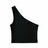 One Shoulder Cropped Tanks Top Women Summer Sleeveless Tanks Camis Sexy Oblique Collar Elastic Corset Slim Crop Tops Tube Lady