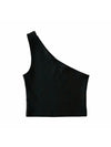 One Shoulder Cropped Tanks Top Women Summer Sleeveless Tanks Camis Sexy Oblique Collar Elastic Corset Slim Crop Tops Tube Lady