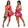 CM.YAYA Damen Batik-Print Strand Ärmellos V-Ausschnitt Schärpen Sexy Party Club Playsuits Jumpsuit 2025 Sommer Einteiler Rompers