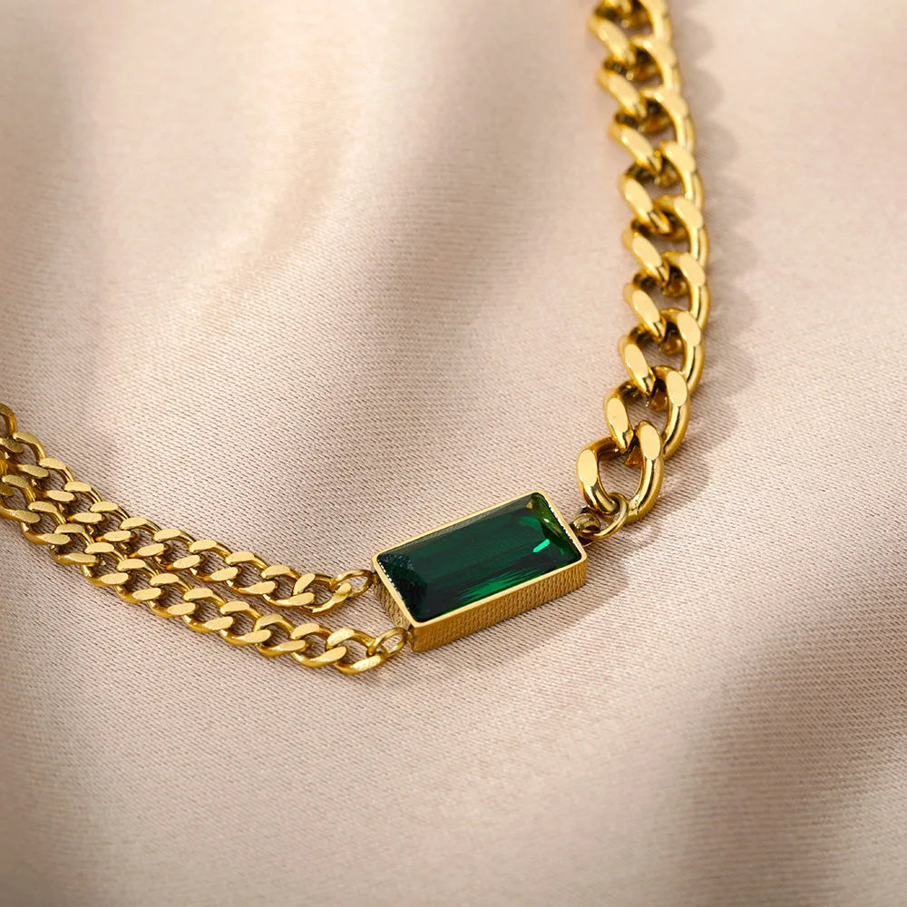 Double Layer Hollow Clavicle Chain Stainless Steel Necklace For Women Punk Hip-Hop Streetwear Jewelry Dropshipping