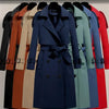 Women Long Trench Coat Fashion Windproof Coat Double Breasted Trench Coats Green Belt Windbreaker Spring Autumn Female Outerwear