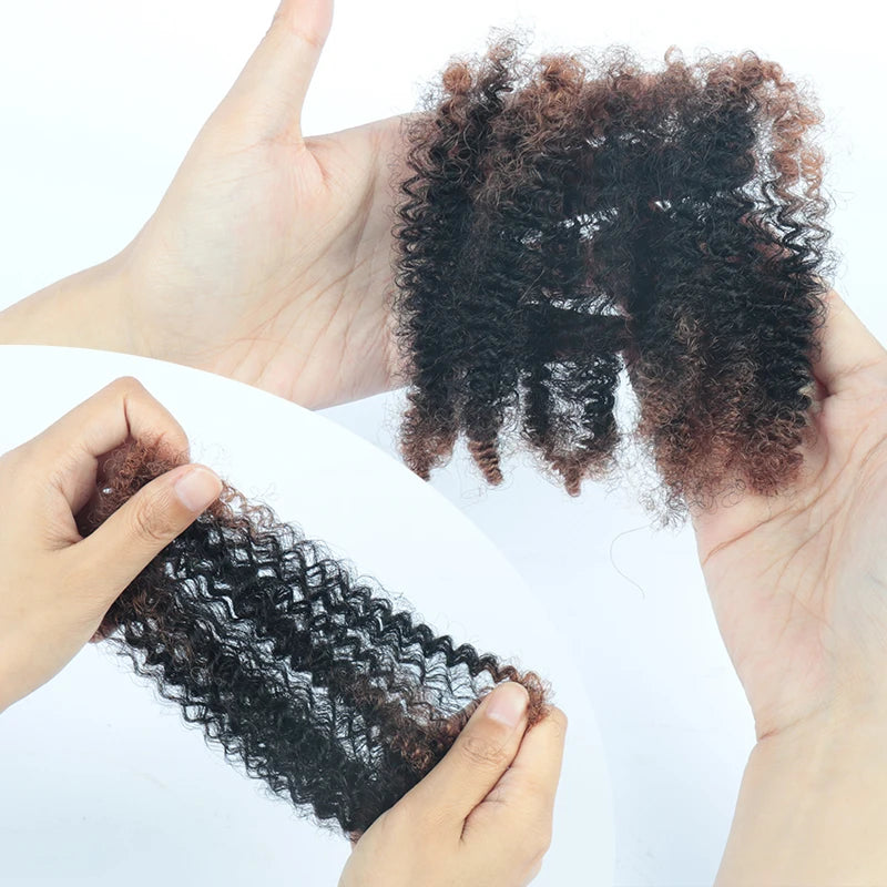 Menschliches Flechthaar Afro Kinky Lockiges Haar Haarverlängerungen Microlocs Lose Haare zum Flechten Ombré-Farbe Braun Crochet Braids 4C