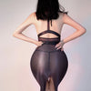 Sexy Women Sheer See Through Micro Mini Dress Oil Shiny Bandage Tight Packet Hip Step Dress Cosplay Maid Pencil Dress