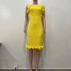 Women Elegant Ruffle Evening Dress Solid Selvedge High Waist Party Club Wedding Birthday Cocktail Bodycon Midi Dresses