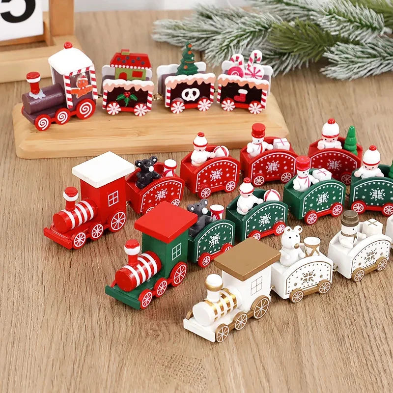 Weihnachten Holzeisenbahn Frohe Weihnachten Dekorationen für Zuhause 2024 Weihnachtsbaumschmuck Navidad Noel Kindergeschenk Frohes Neues Jahr 2025