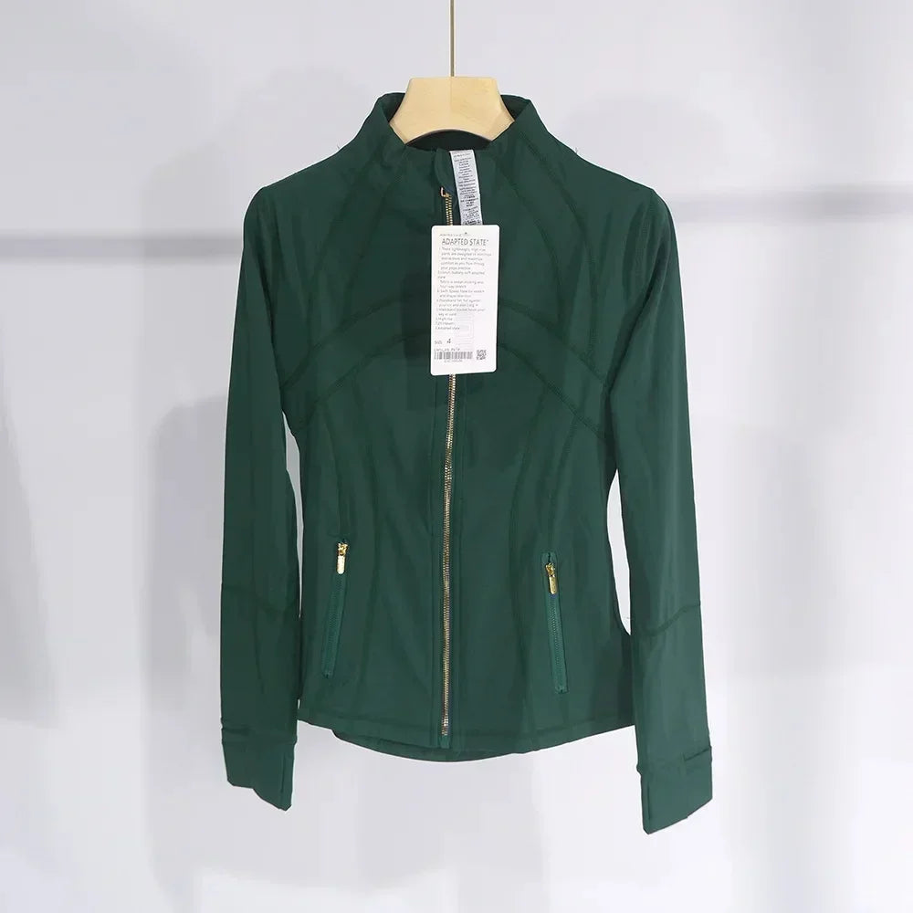 Slimming Zipper Jacket Yoga Collar Lightweight Quick Dry Sporty Thin Rose Gold Evening Summer Outerwear for Active Living