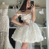Cathy White Mini Tulle Prom Dresses Spaghetti Strap فساتين السهرة Customized Sleeveless Princess Flowers Vestidos De Noche 2024