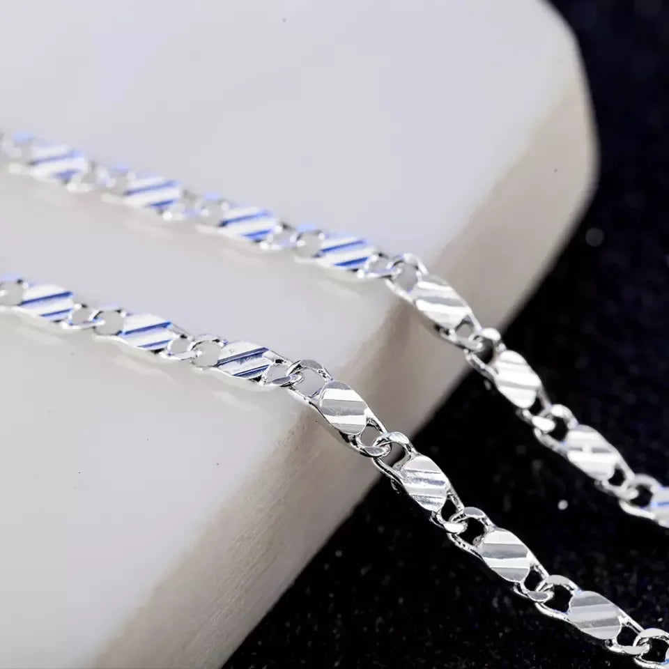 Modische 18K Gold Halskette 2MM 16/18/20/22/24/26/28/30 Zoll Seitenkette Halskette für Damen Herren Schmuck 925 Silber Halskette