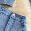 Women Denim 2 Piece Sets Long Skirt Top Suit Skirts Tops Single Breasted Outfits Washed Distressed 2025 Summer Casual Ensemble
