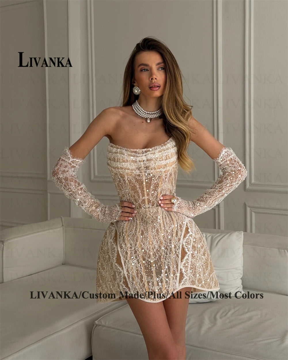 LIVANKA Elegant A-line Bodycon Homecoming Dresses for Teen Scoop Neck Corset Lace Appliques Cocktail Party Gown Customized