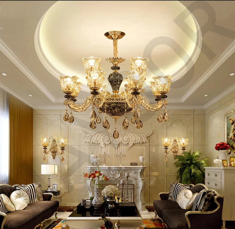 Kronleuchter Wohnzimmer Groß Luxus Kristall Lampe Esszimmer Schlafzimmer Dekoration Französischer Retro Kronleuchter Beleuchtung