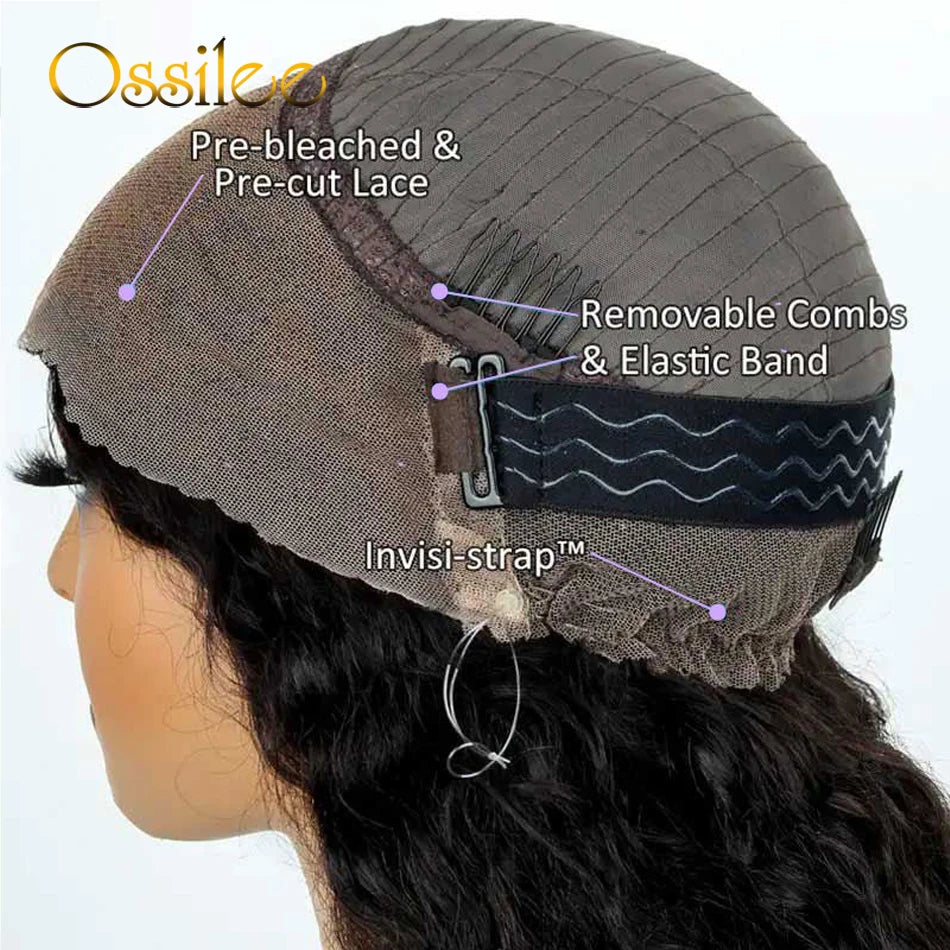 360 Lace Front Perücke Echthaar Wasserwelle Invisi Strap Bequemer Sitz 360 Transparente Lace Frontal Perücken Vorgestanzte Lace Perücke Gebleichte Knoten