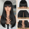 99J Burgundy Red Layered Lace Front Wig With Bangs Bone Straight Synthetic Lace Frontal Wigs 13x4 HD Glueless PrePlucked Cosplay