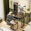 Makeup Vanity with Lights-Vanity Desk with 10 Light Bulbs&3 Color Lighting Modes-Dresser-Makeup Table with Mirror and Chair