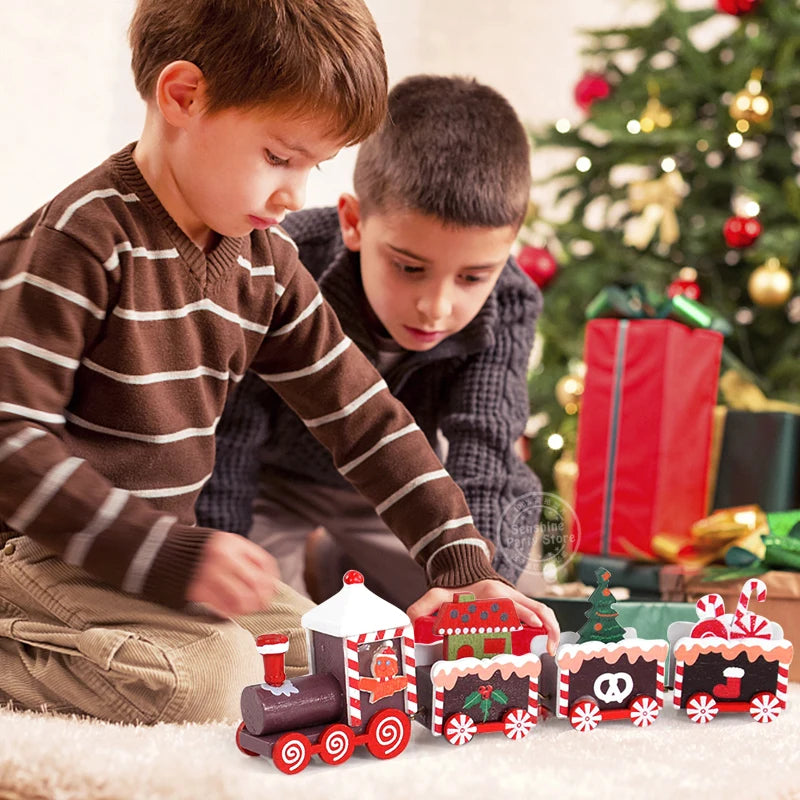 Weihnachten Holzeisenbahn Frohe Weihnachten Dekorationen für Zuhause 2024 Weihnachtsbaumschmuck Navidad Noel Kindergeschenk Frohes Neues Jahr 2025