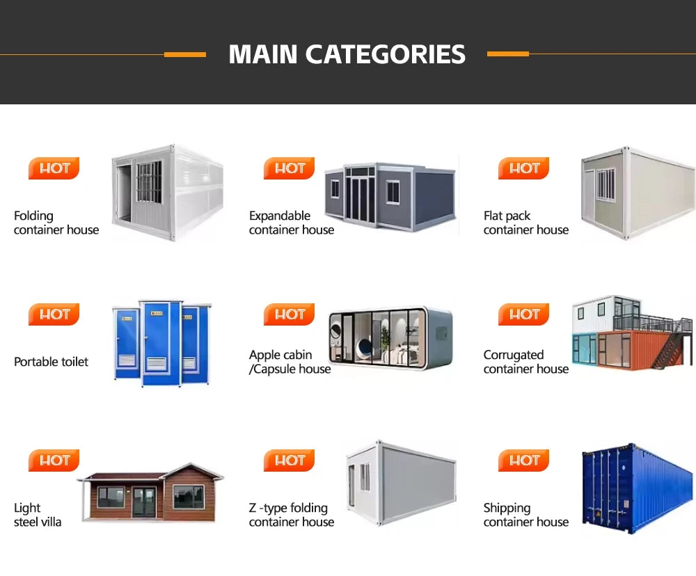 Vorgefertigtes mobiles Tiny House mit leichtem Stahldach, 2, 3, 4, 5 Schlafzimmern, 20 Fuß, 40 Fuß, faltbares, erweiterbares Containerhaus mit Terrasse