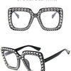 Glitter Women Sunglasses Brand Design Flash Square Shades Mirror Female Sun Glasses Bezel Bling Rhinestones
