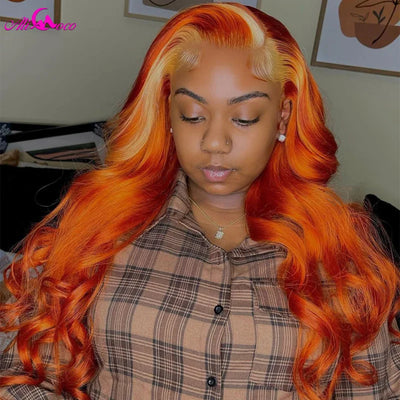 Orange Ingwer mit 613 blonden Body Wave Lace Front Perücke für Frauen 13x4 gefärbte Echthaarperücken HD transparente Lace Frontal Perücke