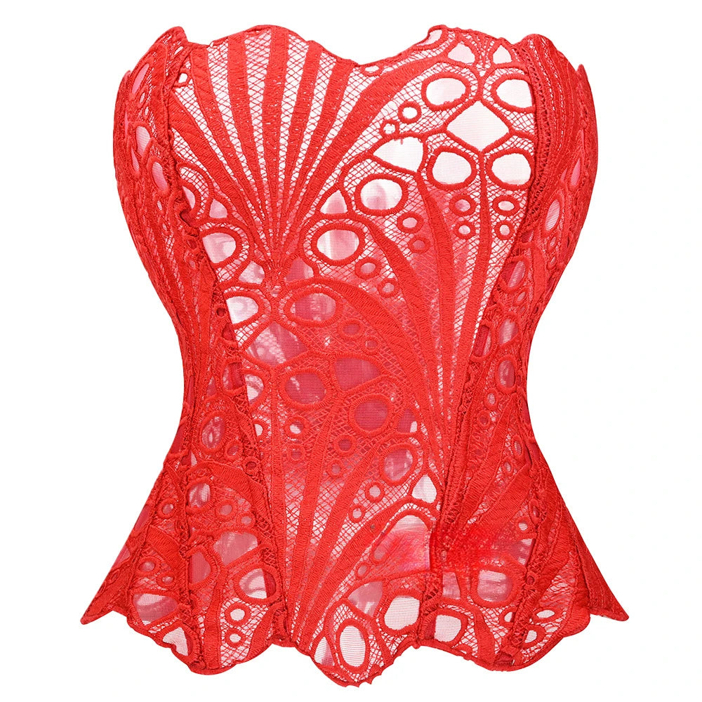 Hollow Out Corset Tops Irregular Hem Fishbone Underbust Top Slim Bandage Shapewear Bustier Korset Costumes Evening Party Corset