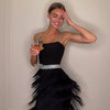 Women's Dresses New Tassel Sexy Low Cut Suspender Sleeveless Midi Party Dress 2024 Summer Fashion