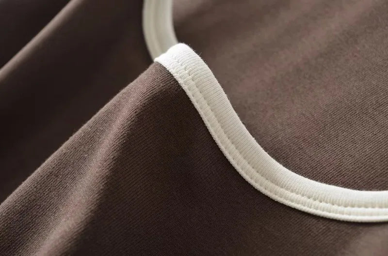 Woman Fashion Slim Solid Contrust Camis Casual Sleeveless Tanks Square Collar Crop Tops Clothing Streetwear Mujer 2024 Y2k