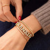 DOREMI Fat Bubble Slide Armband mit Initialen, voll mit Kristallbuchstaben, Damen-Namen, DIY-Schiebebuchstaben-Armbänder