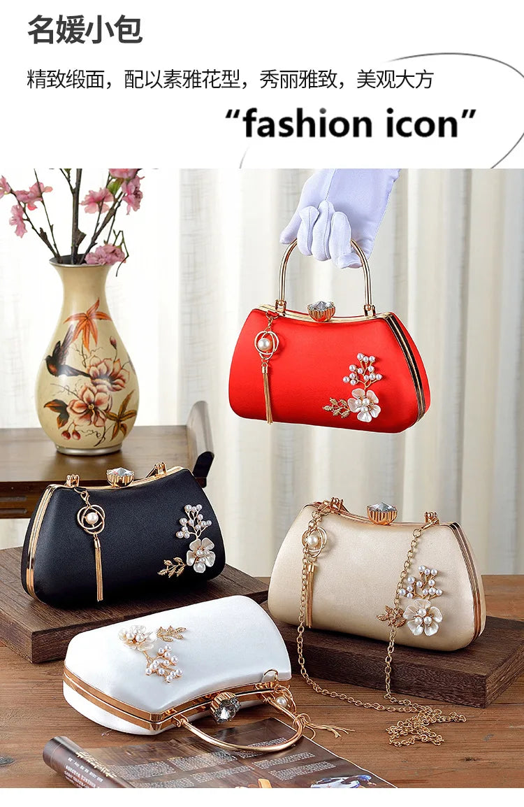 2025 Neue Damen Handgemachte Blumen Clutch Handtaschen Hochzeit Abend Geldbörsen Party Dinner Handtasche Für Damen 4 Farben