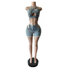 Sexy Jean Women Short Sets Straps Denim Crop Top and Cut Out Shorts Set 2025 Summer Clothes Streetwear Two 2 Piece Club Outfits