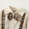 Two-Piece Baby Boy 1-24m Lapel Suspenders With Bow Gentleman Jumpsuit And Holmes Hat Spring And Autumn