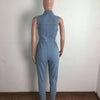 Hollow Denim Ankle Length Pants Women Overalls Spliced Washed Pencil Jeans Vintage Skinny Jean One Piece Button Sexy 2024