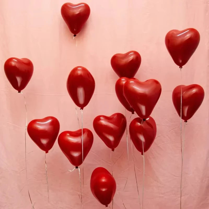 Valentinstag 50/10 Stück Rote Herzballons Aufblasbare Latexballons für Valentinstag Hochzeitsfeier Jubiläum Dekoration Zubehör