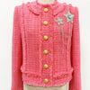 Modphy Winter Sweet Luxury Tweed Rose Pink Jackets Women Diamond Tassels Woollen Coats Elegant Straight Outerwear Tops Female