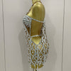 Sexy Sparkly Sequin Diamond Mesh Transparent Two Piece Set Women Celebrate Evening Party Birthday Dress Stage Photo Shoot Wear