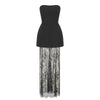 Tornova Strapless Lace Dress Sets Female Elegant Sexy Strap Vest High Waist Splice Long Skirt Ladies Slim Banquet 2 Pieces Set