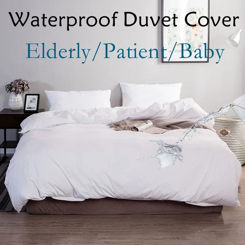 100% wasserdichter Bettdeckenbezug Bettwäsche Queen King Bettdecken für ältere Patienten Baby weiße Bettwäsche Bettbezug 2x Kissenbezug