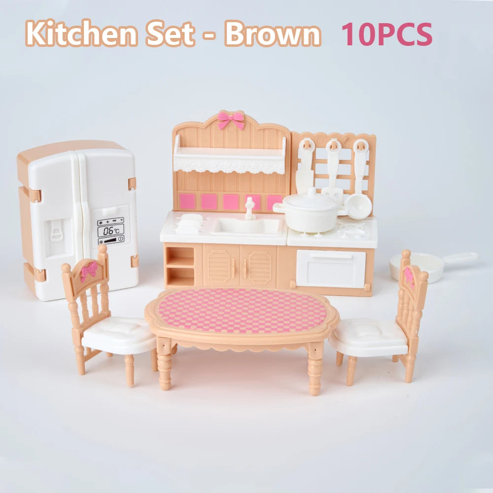 1:12 Puppenhaus Eiswagen Babybett Simulation Miniatur Szene Display Dessertauto Etagenbett Badezimmer Küche Spielzeug für Mädchen