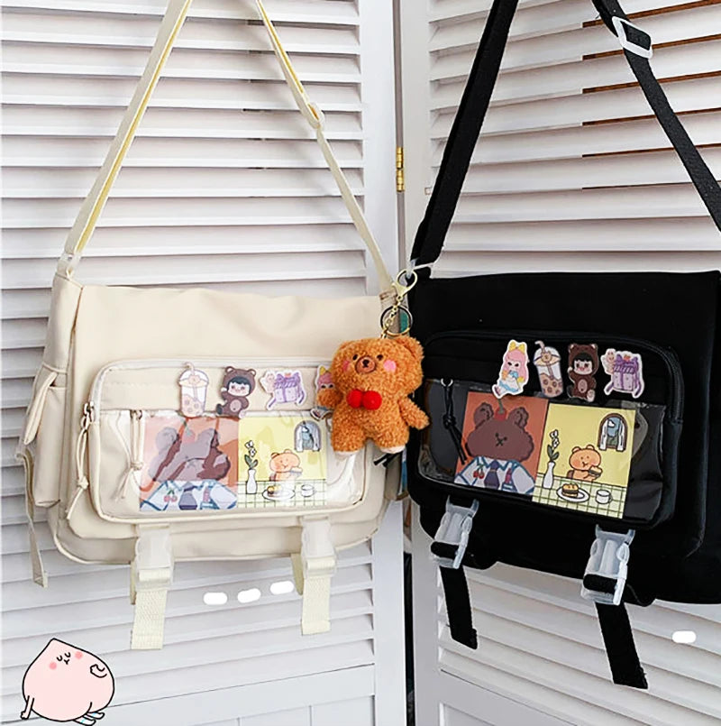 Y2K Waterproof Canvas School Bags Messenger Bag Women Handbags Student Shoulder Bag Fashion Large Capacity Crossbody Bag Itabag