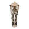 Two Pieces Women Pant Sets Print Matching Set Drawstring Pockets Sleeveless Top Elastic Waist Pants Slim Fit Casual 2026 Spring