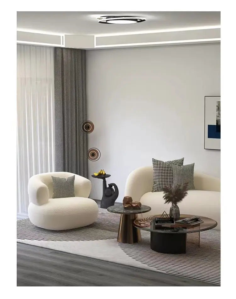 Kleines Wohnzimmer Balkon Freizeit kleines Sofa Lammwolle Einzelsessel Ins-Stil Faul Sofa Stuhl