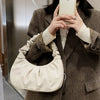 Fashion Pleated Handlebags for Women PU Cloud Bags Leisure Armpit Bag Shopping Shoulder Bags Dumpling Handbag Female Hand Bags