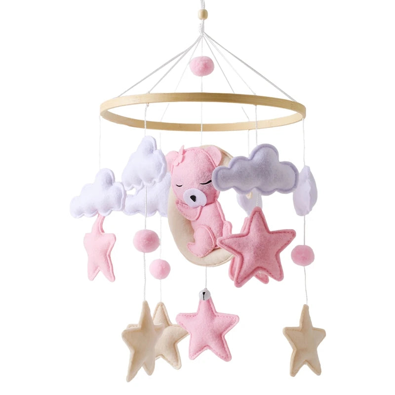 Baby-Kinderbett-Mobile-Rassel-Spielzeug 0-12 Monate Säugling Weicher Filz Teddy Samt Rosa Bär Bettglocke Hängendes Spielzeug Halterung Babybett Mädchen Spielzeug