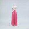 Women's Pink Two Piece Set Halter Collar Crop Top Split Maxi Skirt Ideal for Evening Parties Summer Weddings Chic Outings