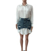 Denim 2 Piece Sets Women Shirt Skirt Suit Hole Single Breasted Turn Down Collar Pocket Splicing Outfits 2025 Skirts Ensemble