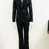 HIGH STREET Newest 2026 Designer Runway Suit Set Women's Single Button Guipure Lace Sequined Blazer Pants Suit