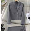 Solid Suits for Women 2024 Spring Fashion Office Ladies Long Sleeve Double Breasted Short Tops Chic Slim High Waisted Pant Suits