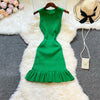 YuooMuoo Chic Fashion Sexy Package Hips Ruffled Mini Dress Women Summer Slim Elastic Knitted Party Dress Streetwear Lady Outfits