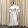 Elegant Party Dresses for Woman 2024 New O Neck Ruffles Sleeve High Waisted Asymmetric Mid Calf Luxury Birthday Dinner Vestidos